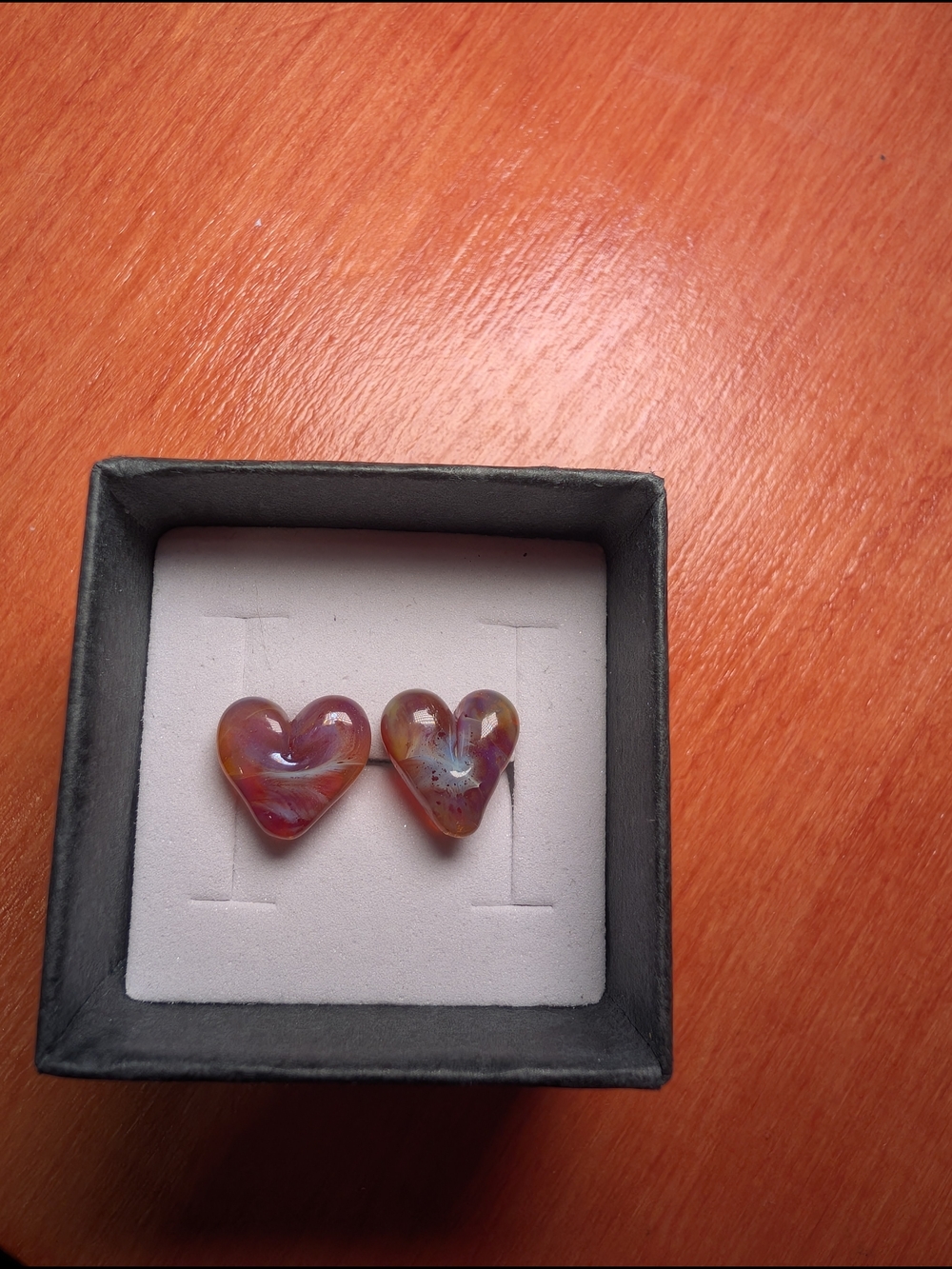 Handblown Glass Heart Earrings